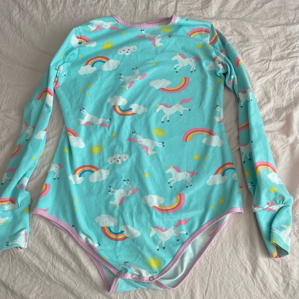 Unicorn Print Women's Bodysuit - Blue